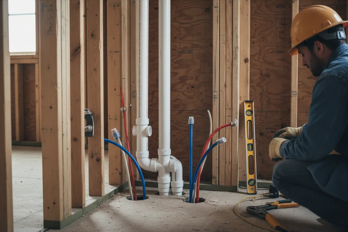 Drain and supply rough-in during Garbage Disposal Repair in Steele